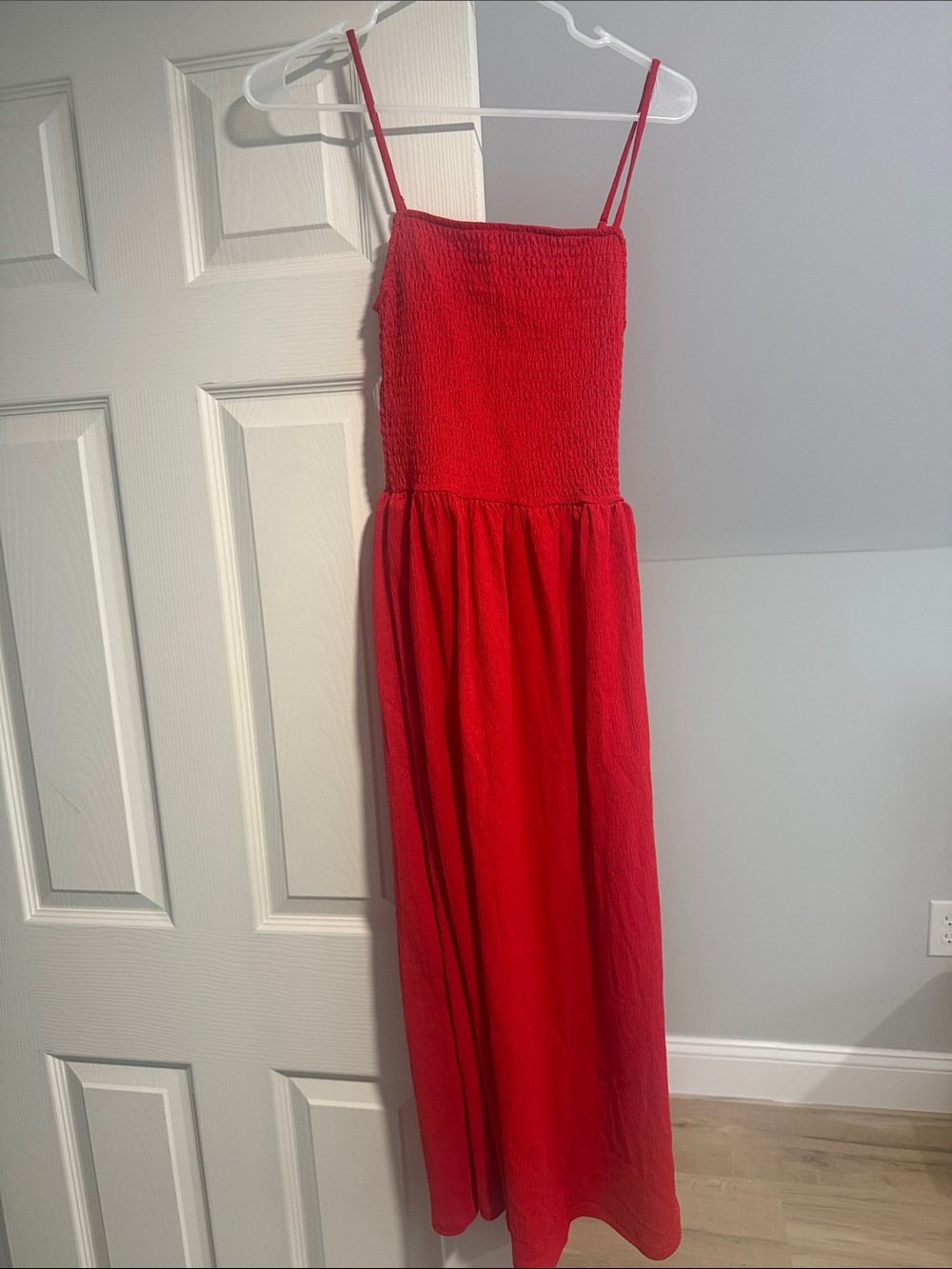NWT H&M Red Smocked Bodice Maxi Dress